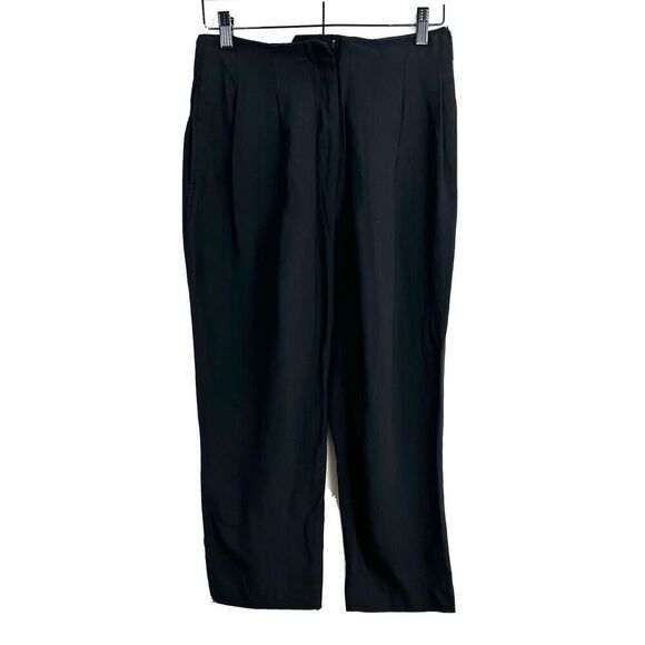 3.1 Phillip Lim Trousers Pants Women’s 8 Black Crepe Cropped Pleated Tapered - Picture 1 of 9